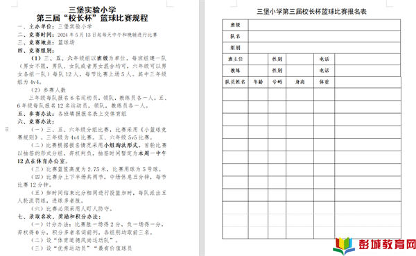 三堡实验小学2024年第三届校长杯篮球比